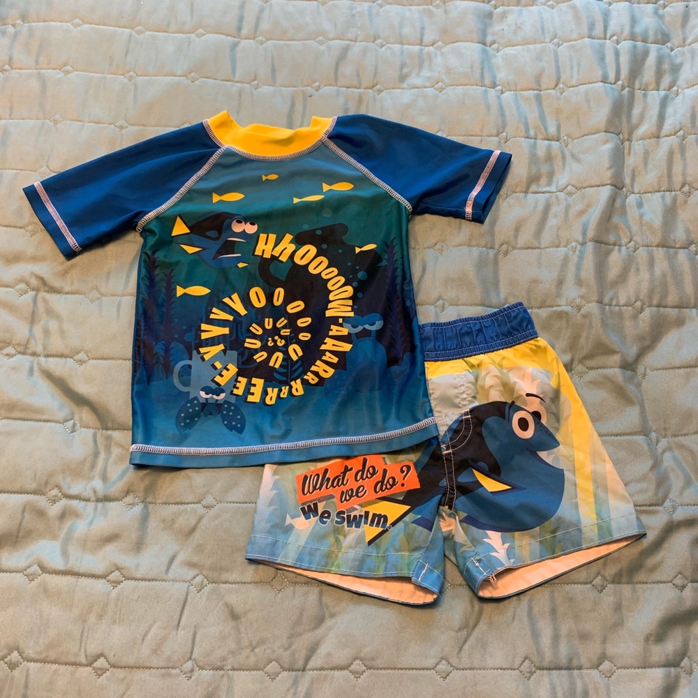 Finding Nemo swim rash guard and swim trunks 2t